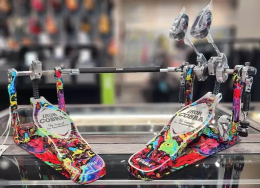 Tama - 50th Anniversary Limited Edition Iron Cobra Power Glide Twin Pedal - Marble Psychedelic Rainbow
