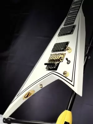 Jackson Guitars - MJ Series Rhoads RR24MG, Ebony Fingerboard - White with Black Pinstripes 3