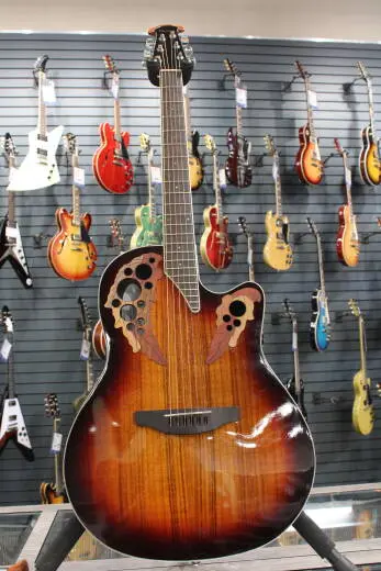 Ovation - Celebrity Elite Exotic Super Shallow Composite-Body Acoustic/Electric Guitar - Koa Burst