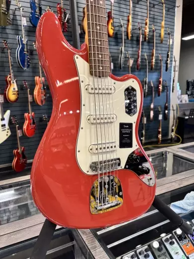 Store Special Product - Fender - Vintera II 60s Bass VI, Rosewood Fingerboard - Fiesta Red with Gig Bag