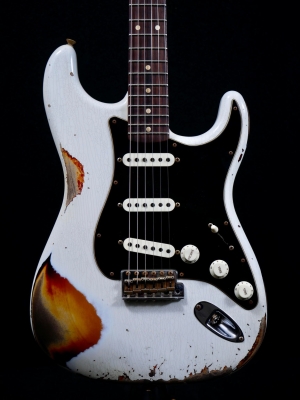 Fender Custom Shop Limited Edition Dual-Mag II Stratocaster Relic RW  Olympic White Over 3TSB