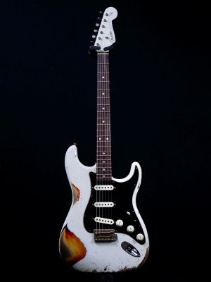 Fender Custom Shop Limited Edition Dual-Mag II Stratocaster Relic RW  Olympic White Over 3TSB 2