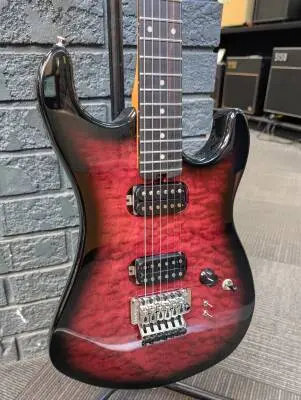 Kramer - 84 HH Quilt Electric Guitar with Gigbag - Magenta Burst 2