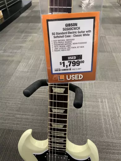 Gibson - SG Standard Electric Guitar with Softshell Case - Classic White 2