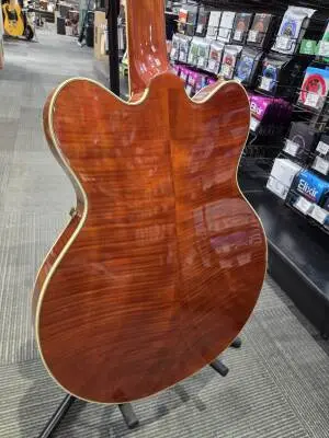 Gretsch Electromatic LTD Flame Okoume Broadkaster Double-Cut with Bigsby, Rosewood Fingerboard - Roundup Orange 2