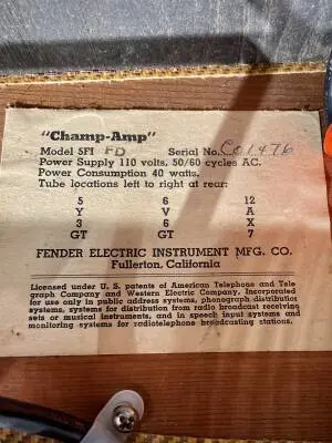 Fender - Champ 5F1 5-Watt 1x6� Combo Amp 1956 2