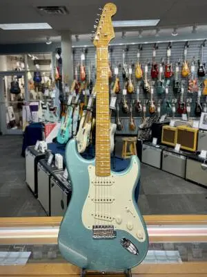 Fender Custom Shop - Limited Edition Roasted Pine Stratocaster DLX Closet Classic, 1-Piece Roasted AAA Flame Maple Neck and Fingerboard - Aged Teal Green Metallic 2