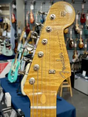 Fender Custom Shop - Limited Edition Roasted Pine Stratocaster DLX Closet Classic, 1-Piece Roasted AAA Flame Maple Neck and Fingerboard - Aged Teal Green Metallic 2