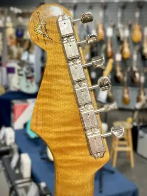 Fender Custom Shop - Limited Edition Roasted Pine Stratocaster DLX Closet Classic, 1-Piece Roasted AAA Flame Maple Neck and Fingerboard - Aged Teal Green Metallic 2