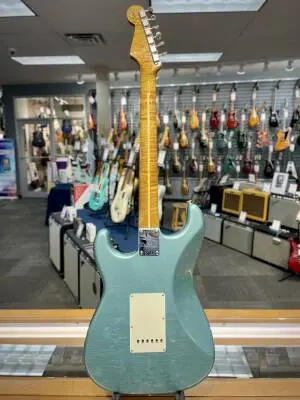 Fender Custom Shop - Limited Edition Roasted Pine Stratocaster DLX Closet Classic, 1-Piece Roasted AAA Flame Maple Neck and Fingerboard - Aged Teal Green Metallic 2