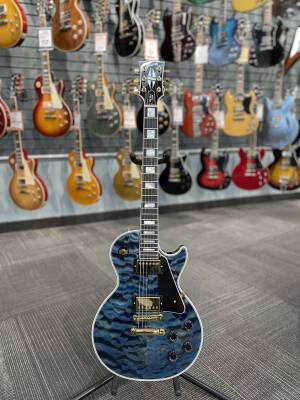 Store Special Product - Gibson Custom Shop - Les Paul Custom AAA Quilt Top Electric Guitar with Hardshell Case - Indigo Blue