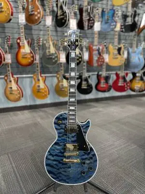 Gibson Custom Shop - Les Paul Custom AAA Quilt Top Electric Guitar with Hardshell Case - Indigo Blue 2