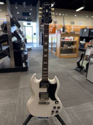 Store Special Product - Epiphone 1961 Les Paul SG Standard Electric Guitar with Case - Aged Classic White- EIGC61SGCWNH