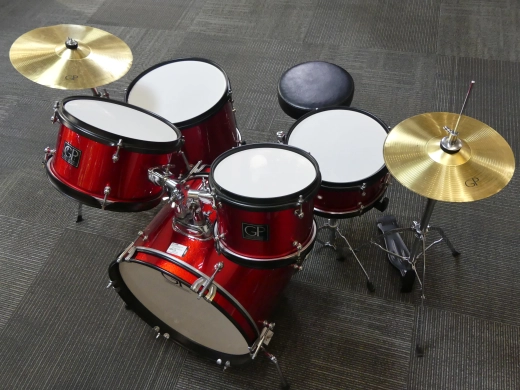 Granite Percussion - Batterie junior � 5 morceaux - Avec cymbale, support, si�ge et plus - Rouge 2