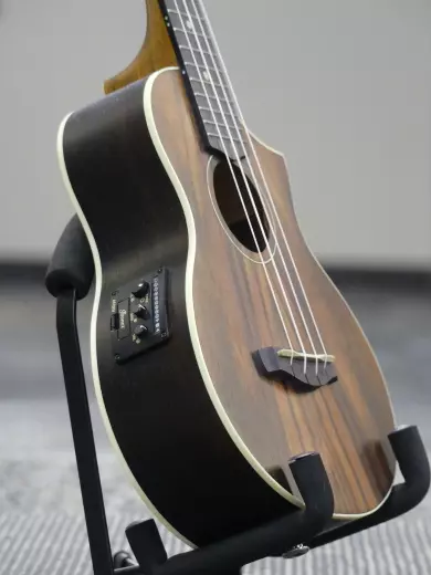 Ibanez - Ukul�l� concert � pan coup� UEW13MEE EW, �b�ne de Macassar avec �lectronique - Pores ouverts marron fonc� 2