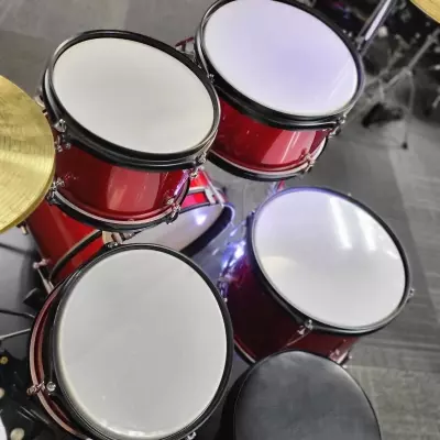 Granite Percussion - Batterie junior à 5 morceaux - Avec cymbale, support, siège et plus - Rouge 2