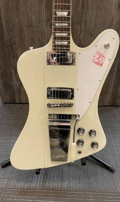 Epiphone - 1963 Firebird V with Maestro Vibrola Reissue Electric Guitar with Hardshell Case - Polaris White