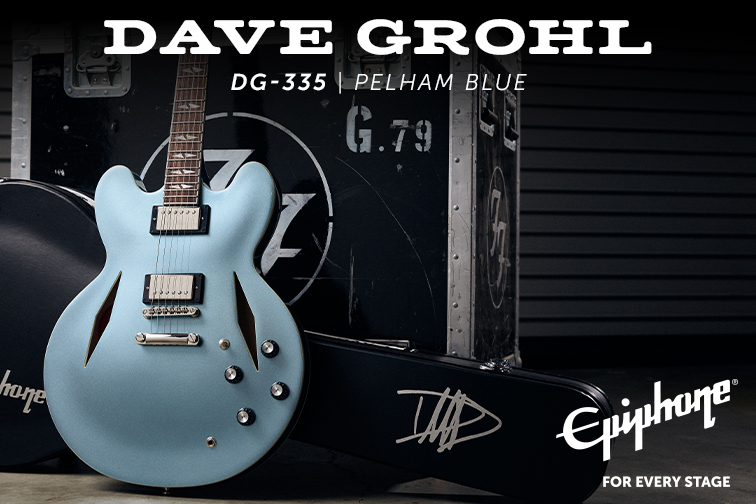 New! Epiphone Dave Grohl DG-335 in Pelham Blue