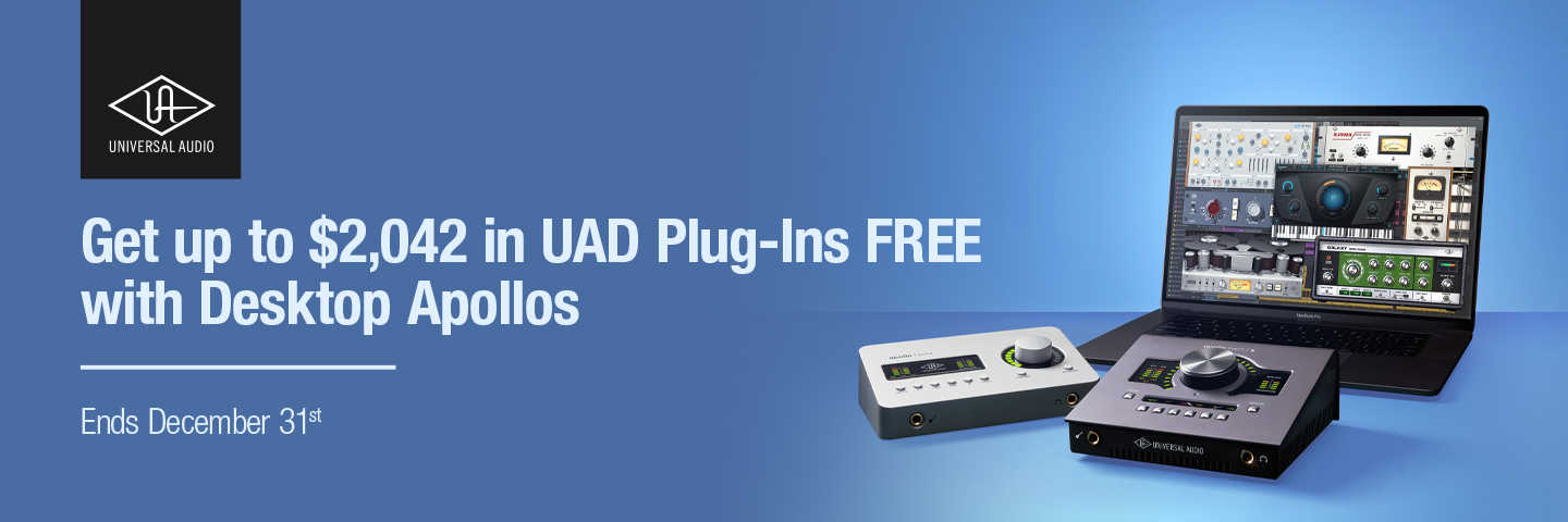 Get up to $2,042 in UAD Plug-Ins FREE with Desktop Apollos