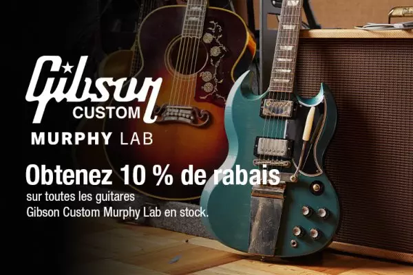 Profitez d�une r�duction de 10 % � l�achat d�une guitare Gibson Custom Murphy Lab!
