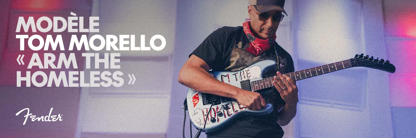 Tom Morello pr�sente son mod�le Fender � Arm the Homeless �
