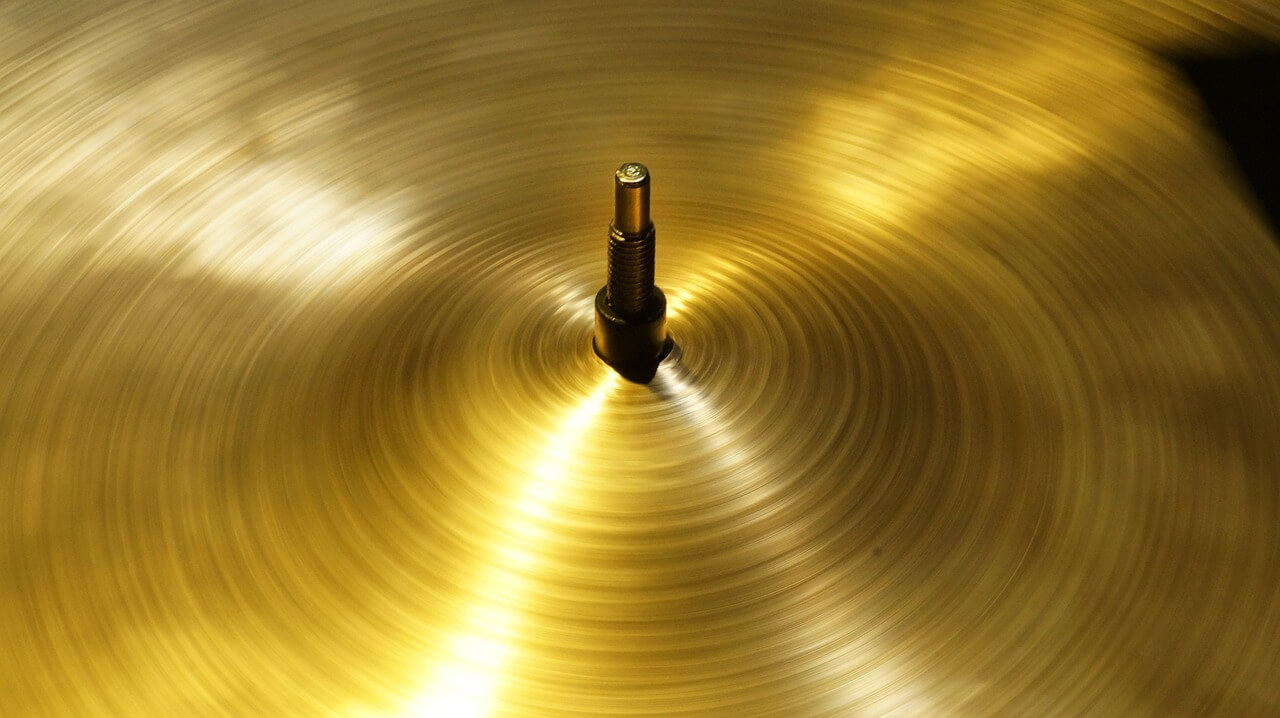 Image of a clean cymbal after being cleaned with an acid-based cleaner
