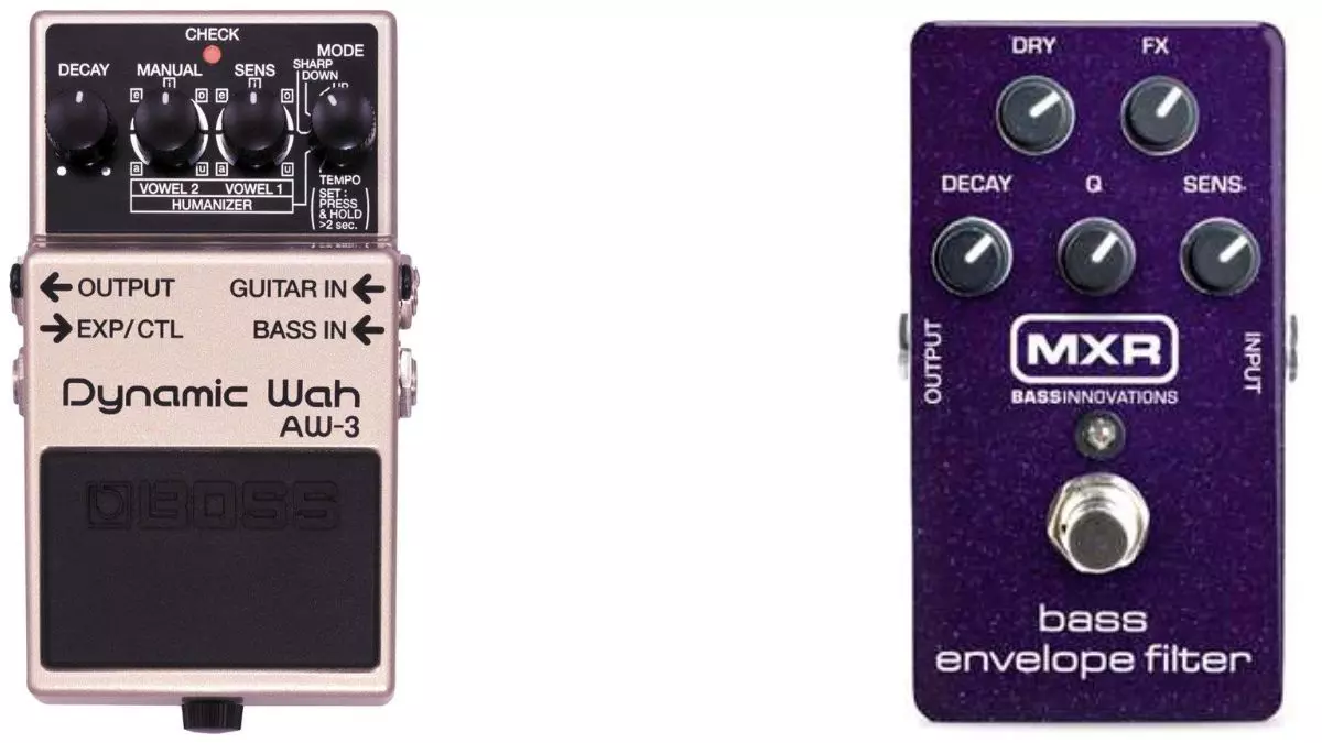 The BOSS AW-3 Dynamic Wah and the MXR M82 Bass Envelope Filter