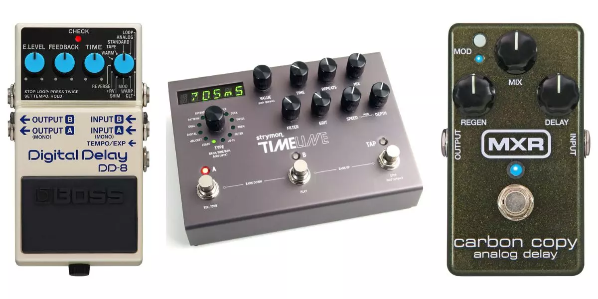 Boss DD-8 Digital, Strymon Timeline Multidimension, & MXR M169 Carbon Copy Analog Delay Pedal Effects
