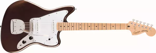 A Squier Affinity Jaguar guitar in Metallic Brown