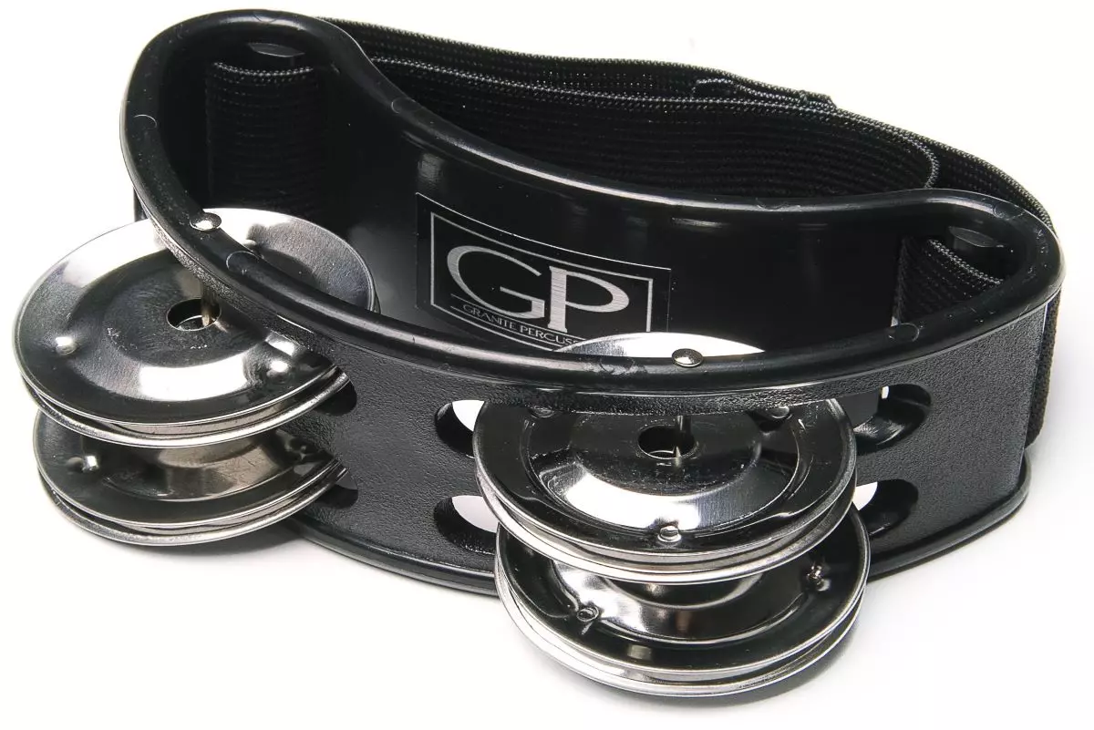 Granite Percussion Foot Tambourine - Black