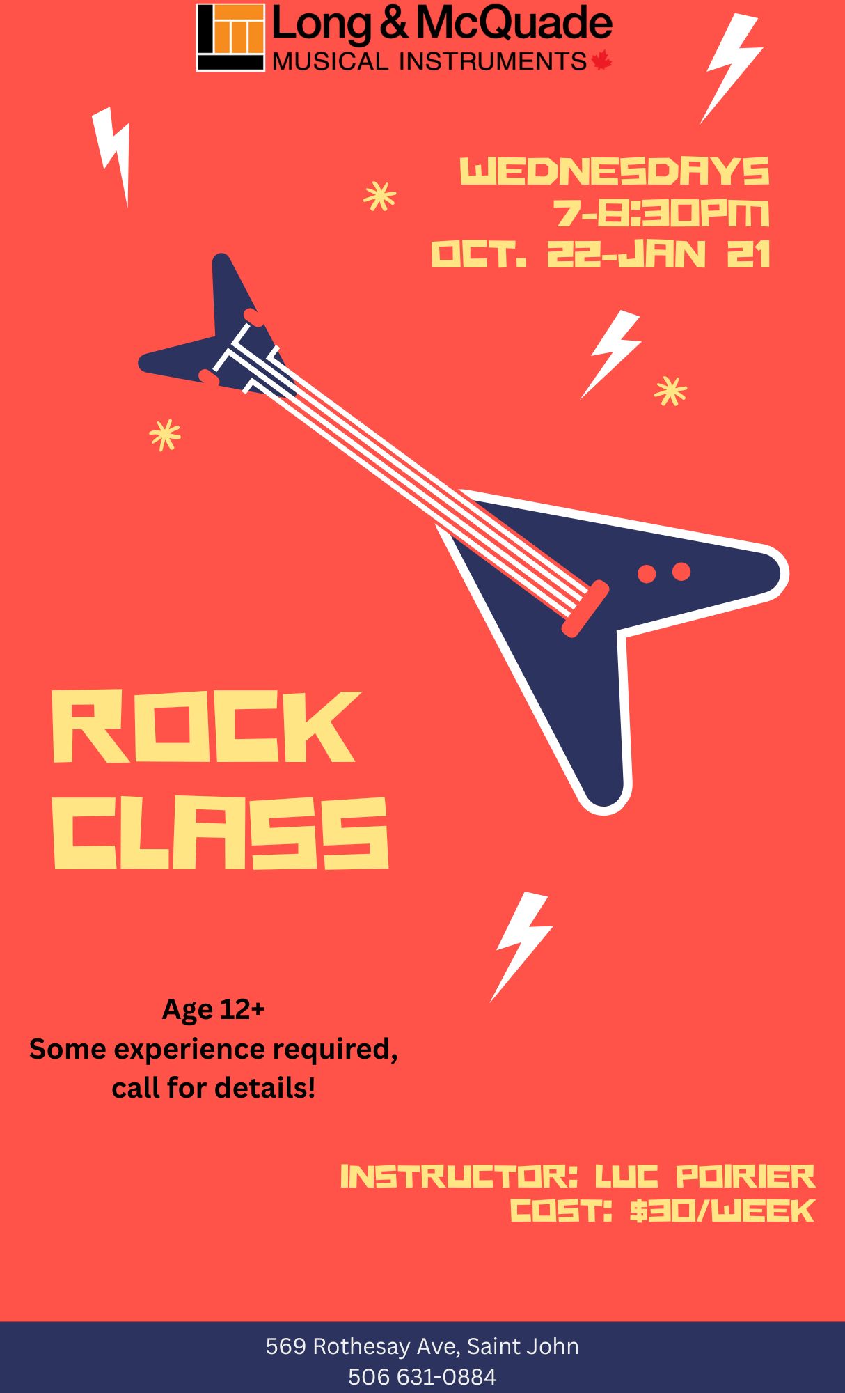 Rock Class Luc Poirier lessons in Saint John