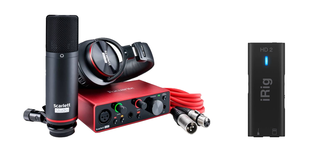 Focusrite Scarlett Solo Studio pack and the IK Multimedia iRig HD2