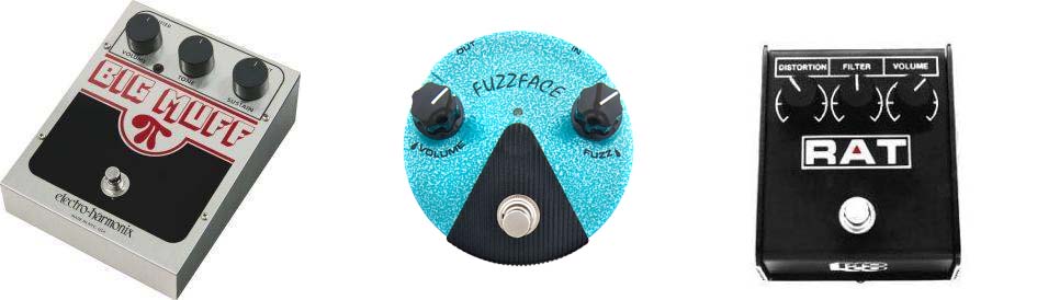 Gig Muff, Fuzz Face, Rat guitar pedals