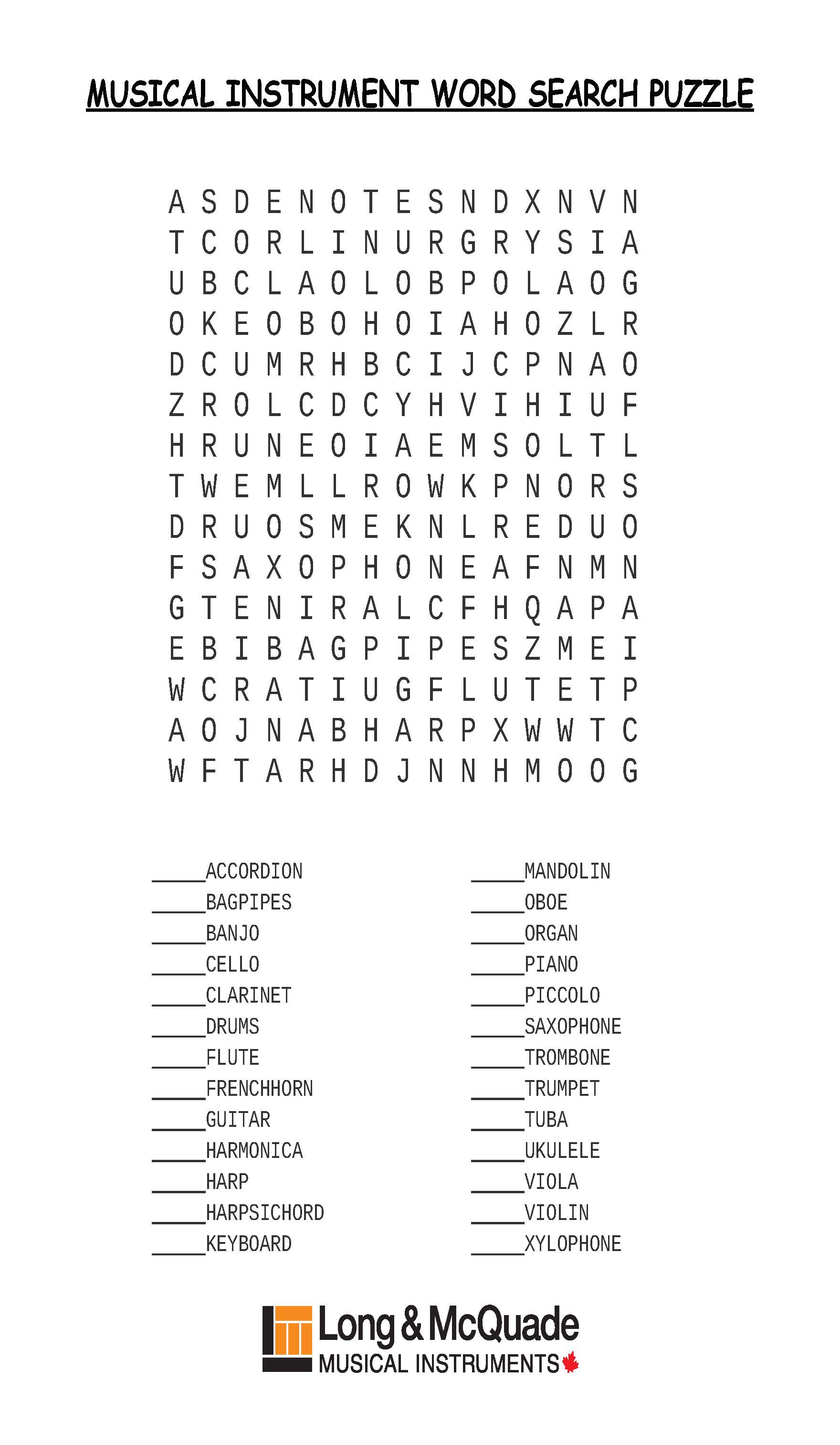 Musical Word Search